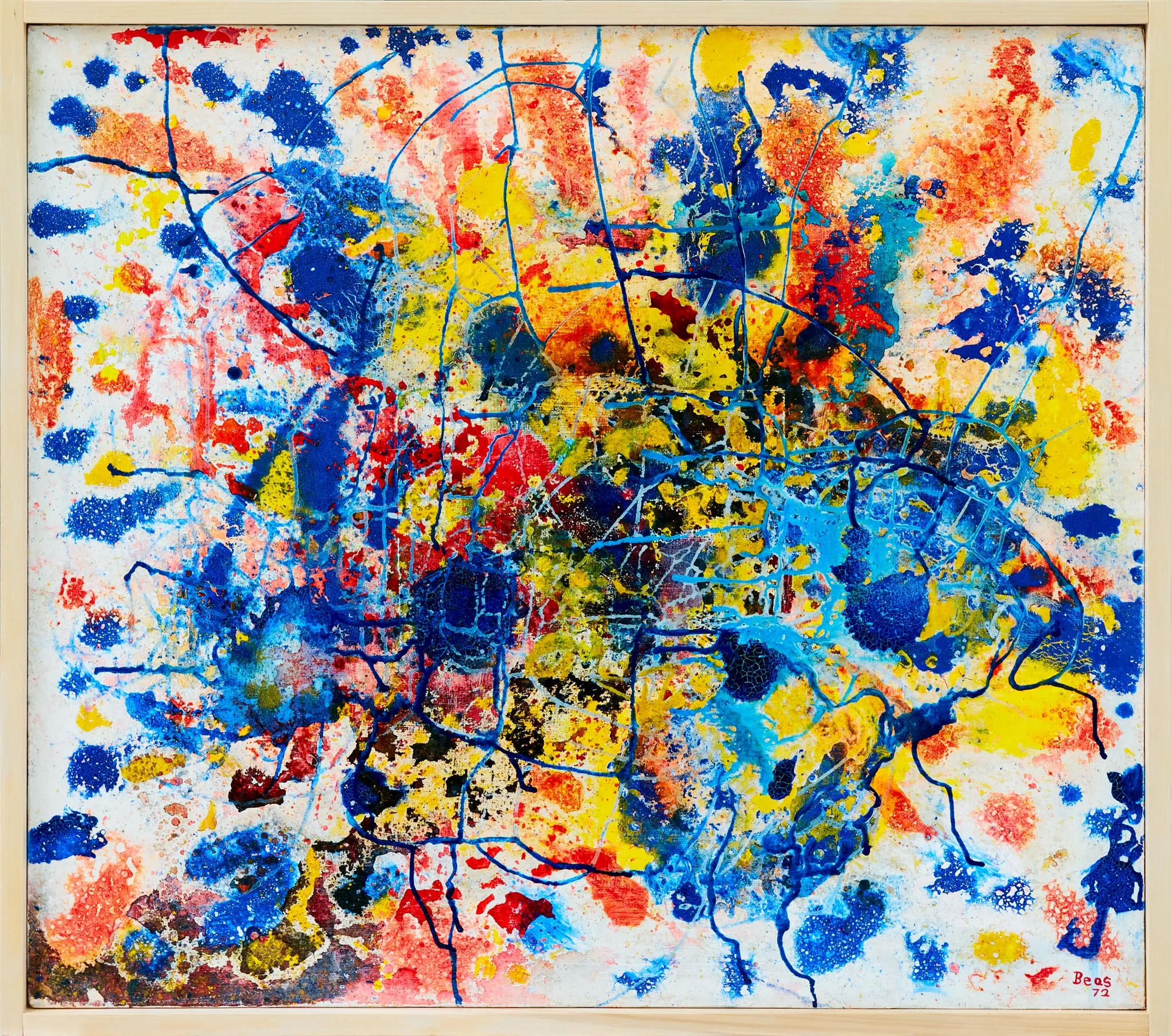 Cosmic Storm, 1972 — early oil and acrylic experiment, rain-etched